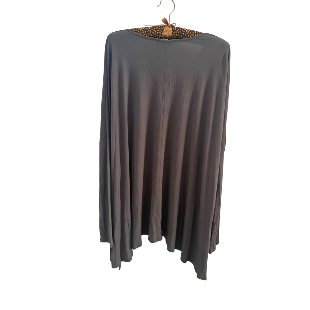 Grace & Lace Perfect V-Neck Tunic Charcoal Gray Long Sleeve Oversized Top S/M - Picture 2 of 4